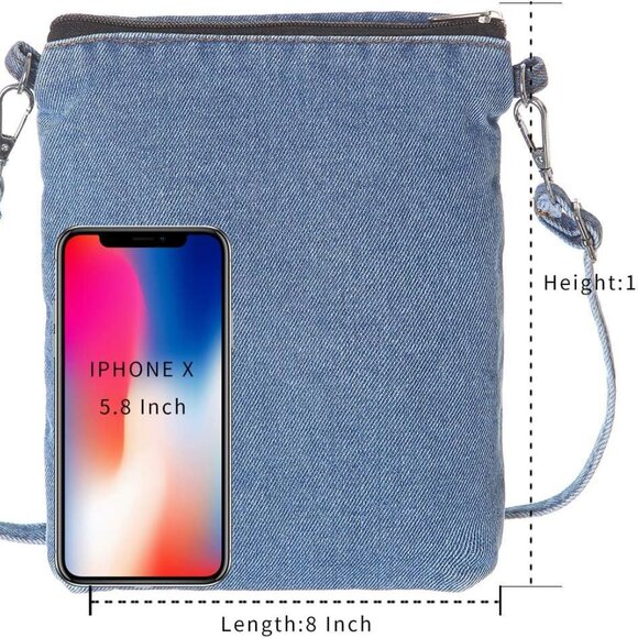 Small Denim Purse Blue Jean Purse Shoulder Bag Denim Crossbody Bags for Women - Picture 3 of 7